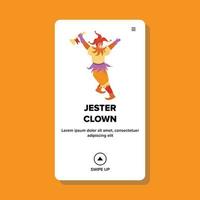 Jester Clown In Funny Carnival Costume Vector