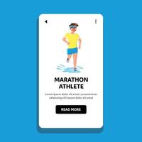 Marathon Athlete Young Man Run In Rainy Day Vector