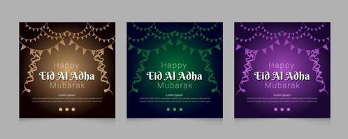 conjunto de diseño de plantilla web de publicación de redes sociales de eid al adha vector