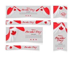 Happy Canada Day web banner template set design vector