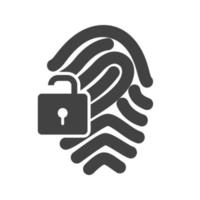 Fingerprint Lock Glyph Black Icon vector