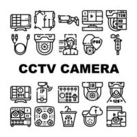 conjunto de iconos de colección de seguridad de cámara cctv vector