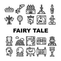 Fairy Tale Story Medieval Book Icons Set Vector