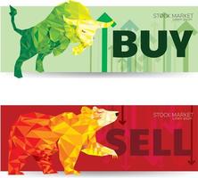 Bull and Bear abstract vector illustration. graphic design concept of stock market Bullish and Bearish trend.