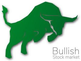 Bull papercut, Bullish symbols on stock market vector illustration. vector Forex or commodity charts, on abstract background. The symbol of the the bull. The growing  market.