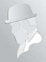 retrato vectorial de hombre con sombrero. arte moderno en capas de papel digital. estilo origami. concepto de belleza y moda.corte de papel 3d vector eps10