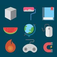 Minimalist flat clean icon set 1 vector