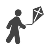Flying Kite Glyph Black Icon vector