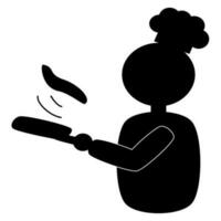 Black pictogram cooking food icon on white background. Logo for sticker or restaurant or camping place. vector