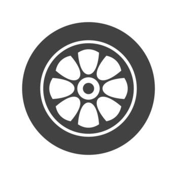 neumáticos de goma glifo icono negro vector