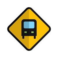 Bus Stop Sign Flat Multicolor Icon vector