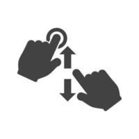 Tap and Scroll Glyph Black Icon vector