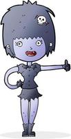 cartoon vampire girl giving thumbs up sign vector