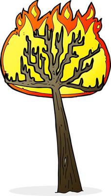 cartoon burning tree