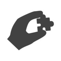 Holding Puzzle Piece Glyph Black Icon vector