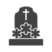 Grave with Flowers Glyph Black Icon vector