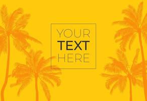 Hot tropical banner with flat style palm tree and copy space. Vector template with place for your text. Vector illustration. EPS10