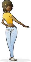 cartoon pretty girl in jeans and tee