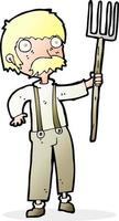 cartoon farmer with pitchfork vector