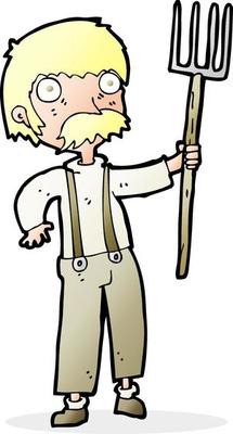 cartoon farmer with pitchfork