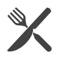 tenedor y cuchillo glifo icono negro vector