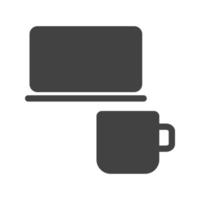 Coffee and Work Glyph Black Icon vector