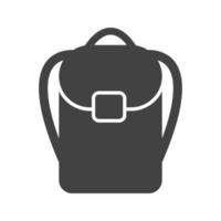 mochila glifo icono negro vector