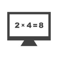 Math in Computer Glyph Black Icon vector