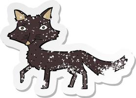 retro distressed sticker of a cartoon little wolf vector