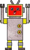 retro grunge texture cartoon robot vector