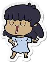 sticker of a cartoon woman vector