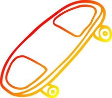 warm gradient line drawing cartoon skate board vector