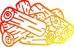 warm gradient line drawing cartoon pile of logs vector