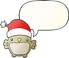 cute christmas owl and speech bubble in smooth gradient style vector