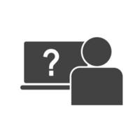 Online Questions Glyph Black Icon vector