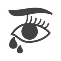 lágrimas en los ojos glifo icono negro vector