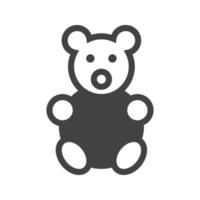 oso de peluche glifo icono negro vector