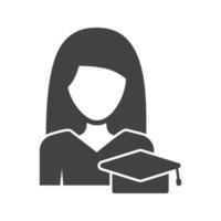 Educated Woman Glyph Black Icon vector