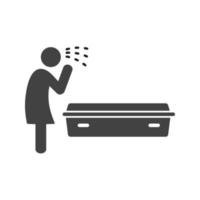 Crying over Dead Body Glyph Black Icon vector