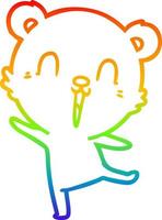dibujo de línea de gradiente de arco iris feliz oso polar de dibujos animados bailando