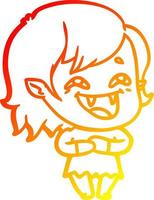 warm gradient line drawing cartoon laughing vampire girl vector