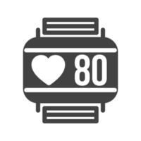 Heart Rate Monitoring Glyph Black Icon vector