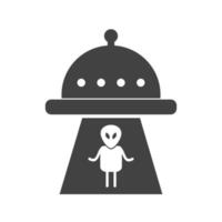 Alien Abduction Glyph Black Icon vector