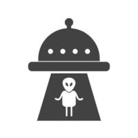 Alien Abduction Glyph Black Icon vector