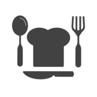 Chef Hat and Cutlery Glyph Black Icon vector