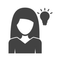 Woman Thinking Glyph Black Icon vector