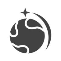 Star Orbitting Earth Glyph Black Icon vector