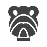 Turtle Face Glyph Black Icon vector