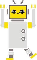 flat color retro cartoon robot vector