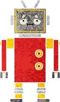 retro illustration style cartoon robot vector